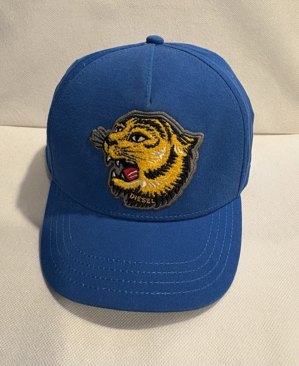 Diesel Kids Hat Cap Royal Blue with Embroidered Tiger Size 3 Large L